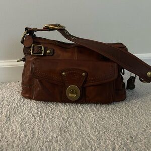Coach Legacy Brown Leather Handbag with Gold Accents